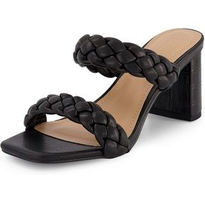 Dunes + CUSHIONAIRE Technology Women's Iris braided Heel Sandal +Memory Foam and